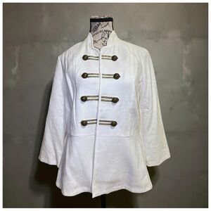 Chico's Ivory Peplum Military Jacket | Size O